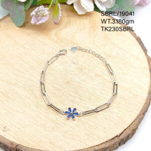 Ladies Blue Star Bracelet in Sterling Silver Pure 925 BIS Hallmarked