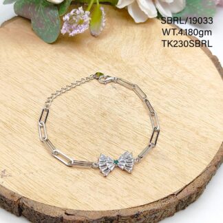 Ladies Ribbon Solitaire Bracelet in Sterling Silver Pure 925 BIS Hallmarked