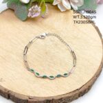 Ladies Green Stylish Bracelet in Sterling Silver Pure 925 BIS Hallmarked