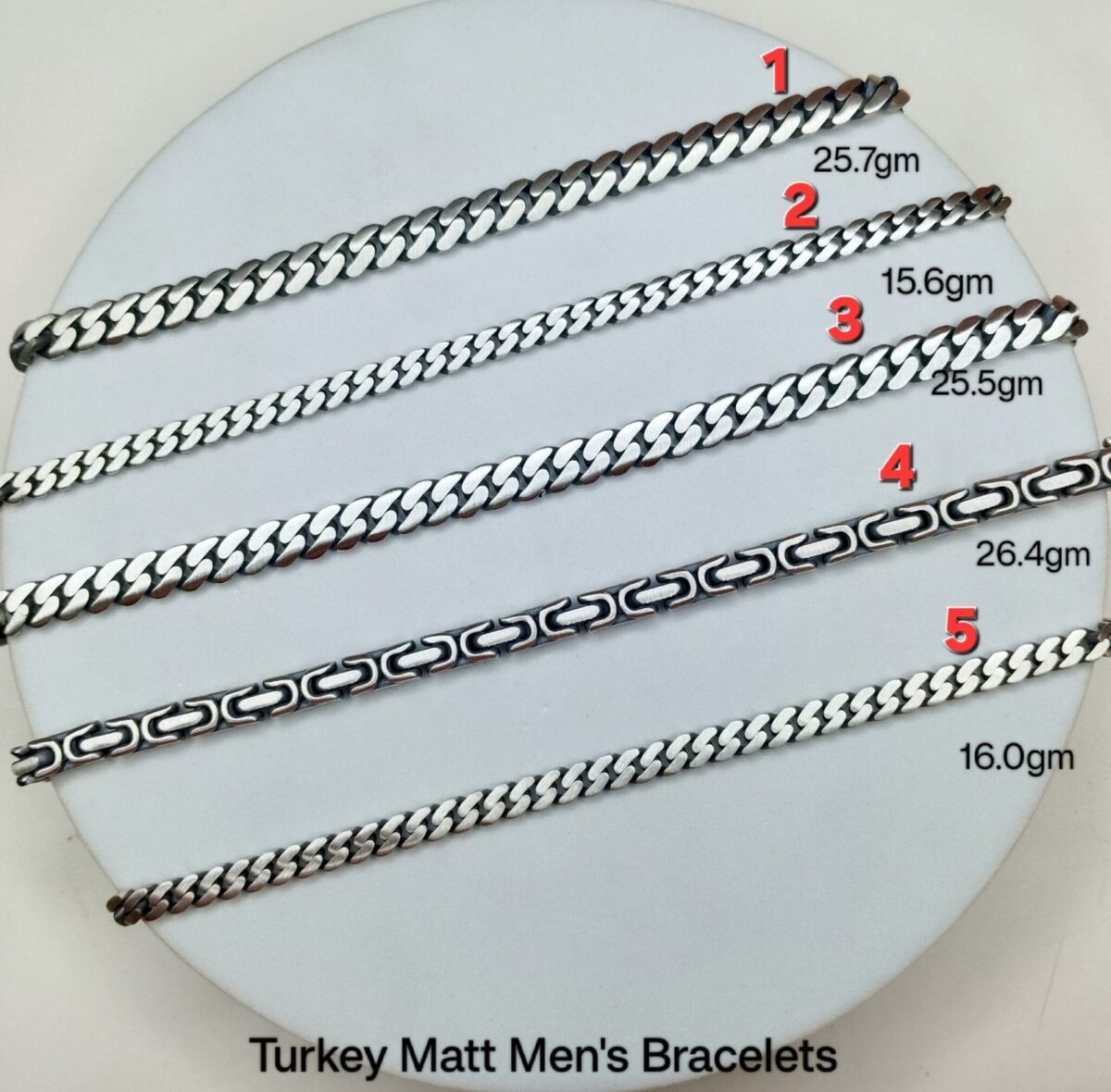 Gents Matt Turkey Bracelet in Sterling Silver Pure 925 BIS Hallmarked - Image 1