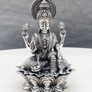 925 Pure Silver Lakshmi Idol on Lotus Flower