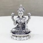 Pure Silver Lakshmi Idol on Lotus Flower