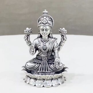 Pure Silver Lakshmi Idol on Lotus Flower
