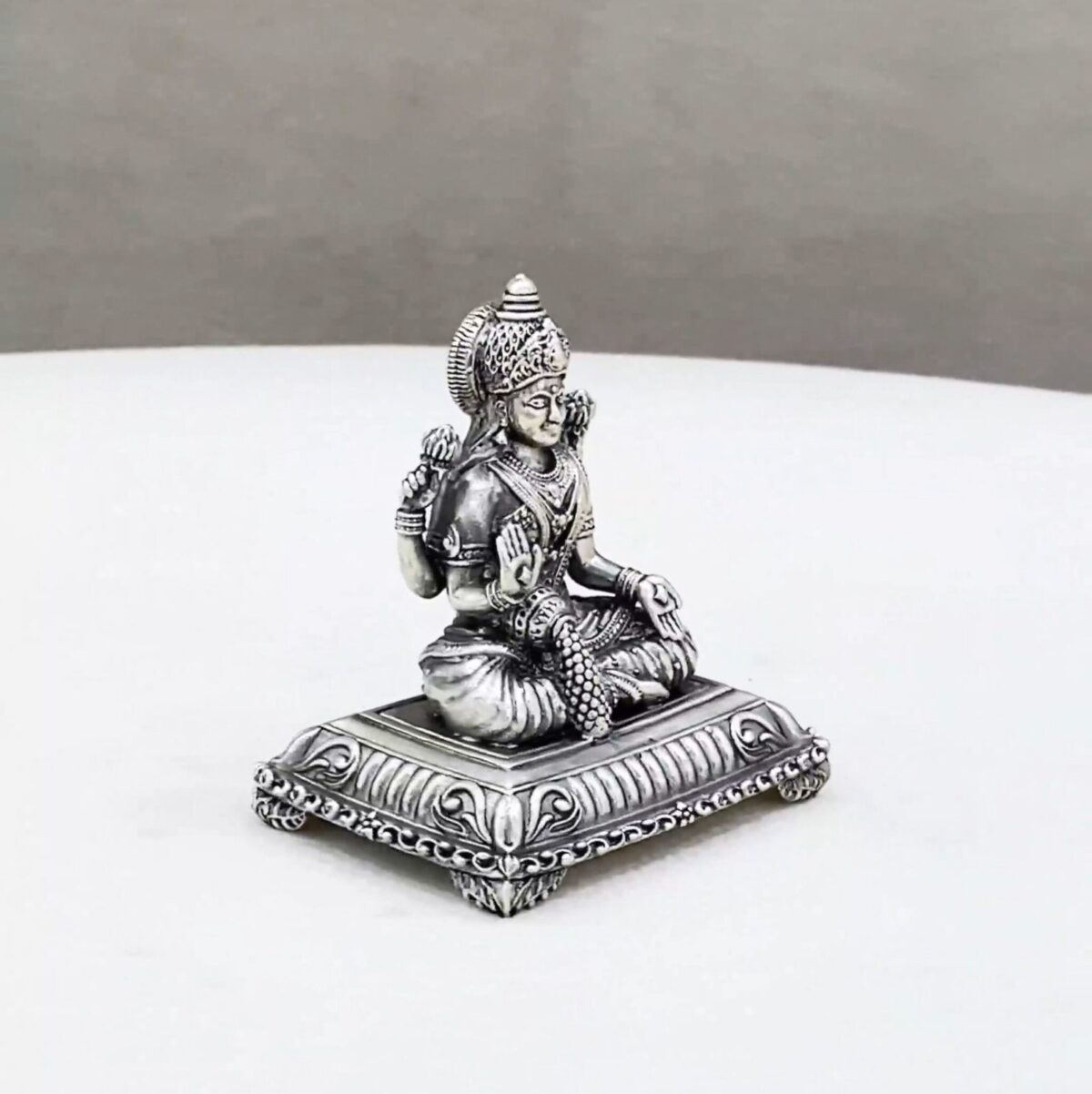 Pure Silver Lakshmi Peetam Idol - Image 4