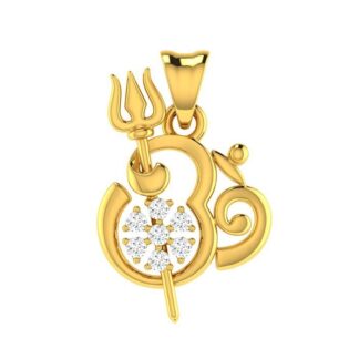 OM Trishul Locket Hallmarked Pure Gold