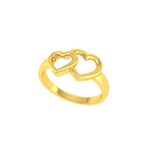 Dual Heart Ladies Ring Hallmarked Pure Gold