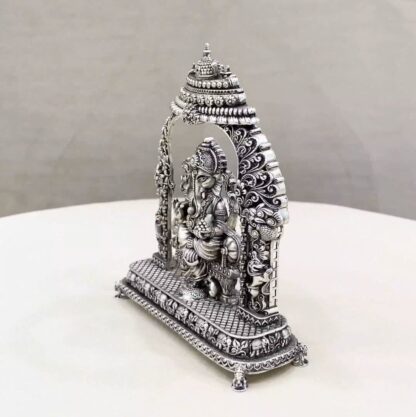 Peetam Ganesh Big Arch Pure Silver Idol - Image 3