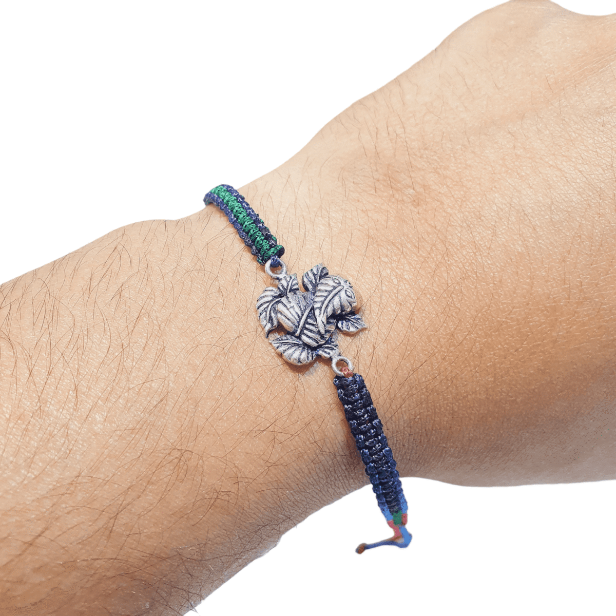 Leaf Ganesh Rakhi in Pure Silver 925 Hallmarked - Image 1