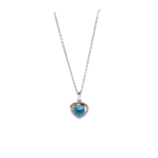 Blue Swarovski Neck Chain in Sterling Silver Pure 925 BIS Hallmarked