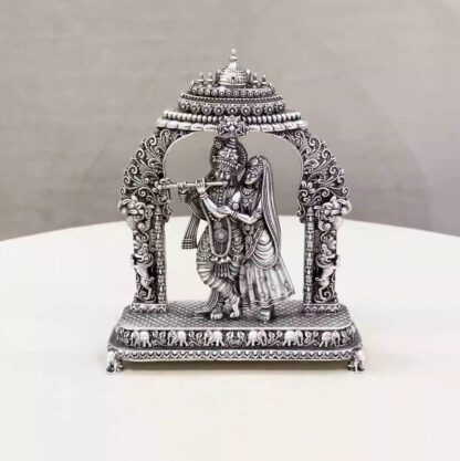 Radha Krishna Arch Pure Silver Idol