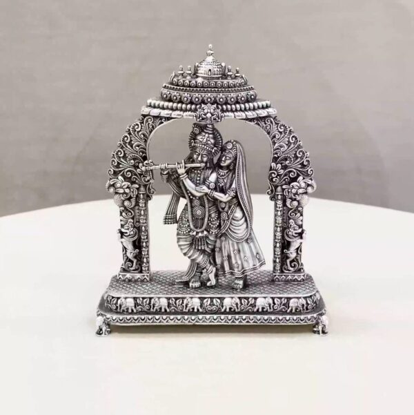 Radha Krishna Arch Pure Silver Idol