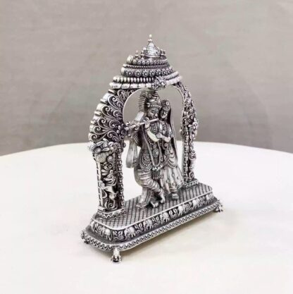 Radha Krishna Arch Pure Silver Idol - Image 2