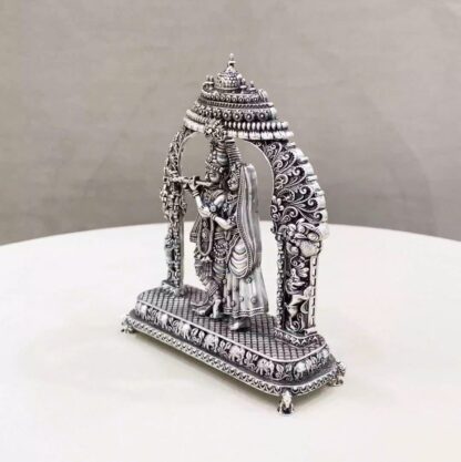 Radha Krishna Arch Pure Silver Idol - Image 3