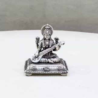 Pure Silver Saraswati Peetam Idol