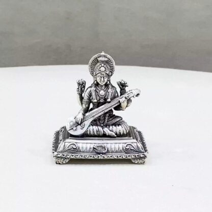 Pure Silver Saraswati Peetam Idol