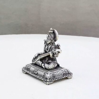 Pure Silver Saraswati Peetam Idol - Image 4