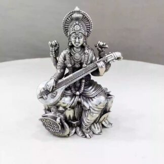 Maa Saraswati Pure Silver Idol