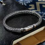 Hand Woven Retro Domineering Style Personality Keel Men's Bracelet in 925 Sterling Silver