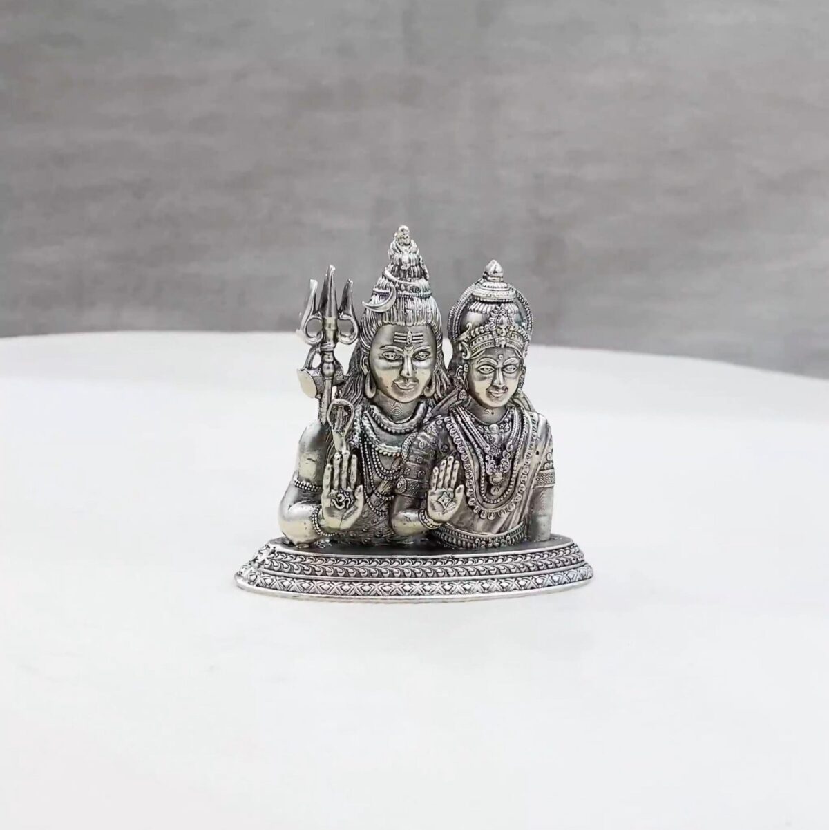 Shiva Parvathi Pure Silver Idol