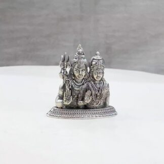 Shiva Parvathi Pure Silver Idol