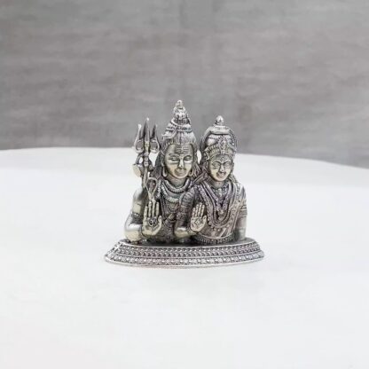 Shiva Parvathi Pure Silver Idol