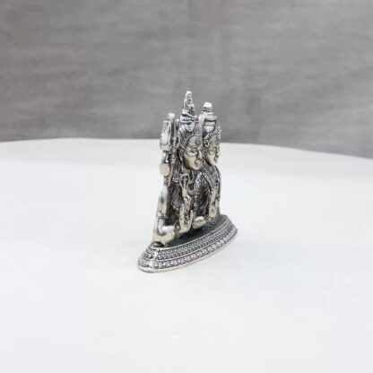Shiva Parvathi Pure Silver Idol - Image 2