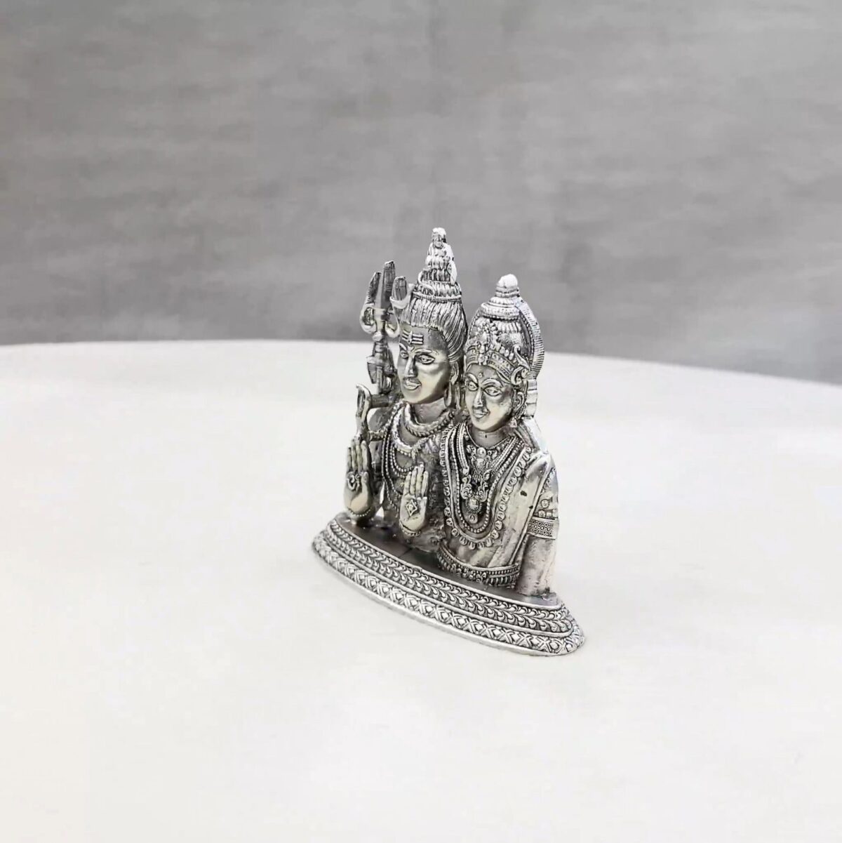 Shiva Parvathi Pure Silver Idol