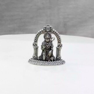 Sitting Hanuman Arch Pure Silver Idol