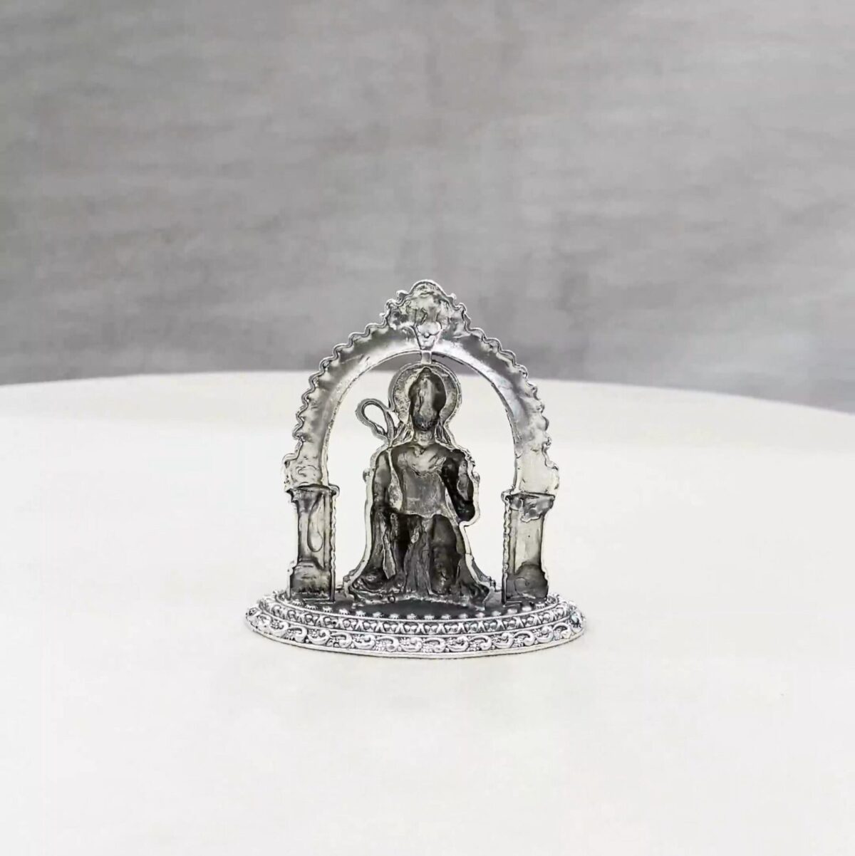 Sitting Hanuman Arch Pure Silver Idol