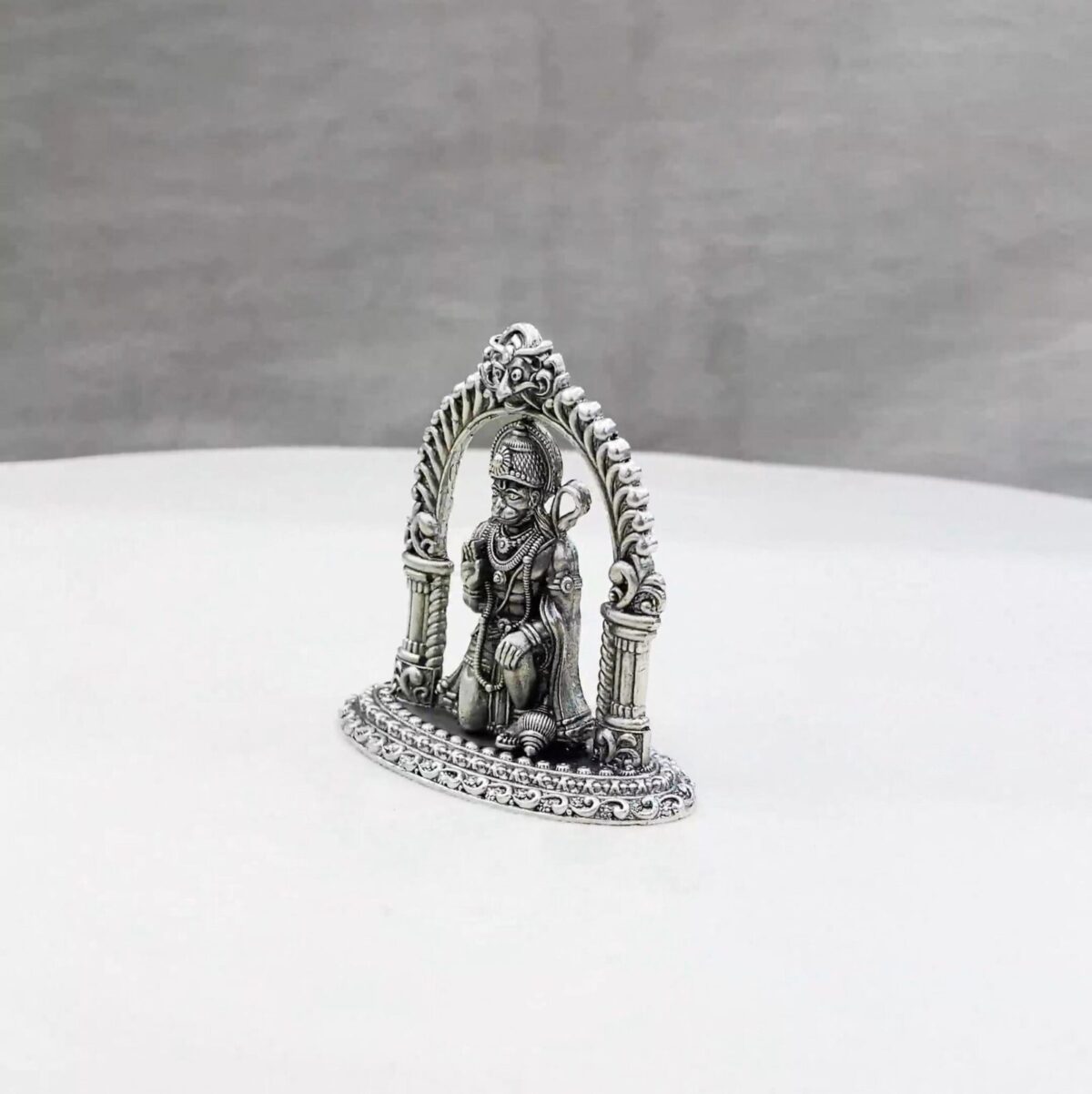 Sitting Hanuman Arch Pure Silver Idol