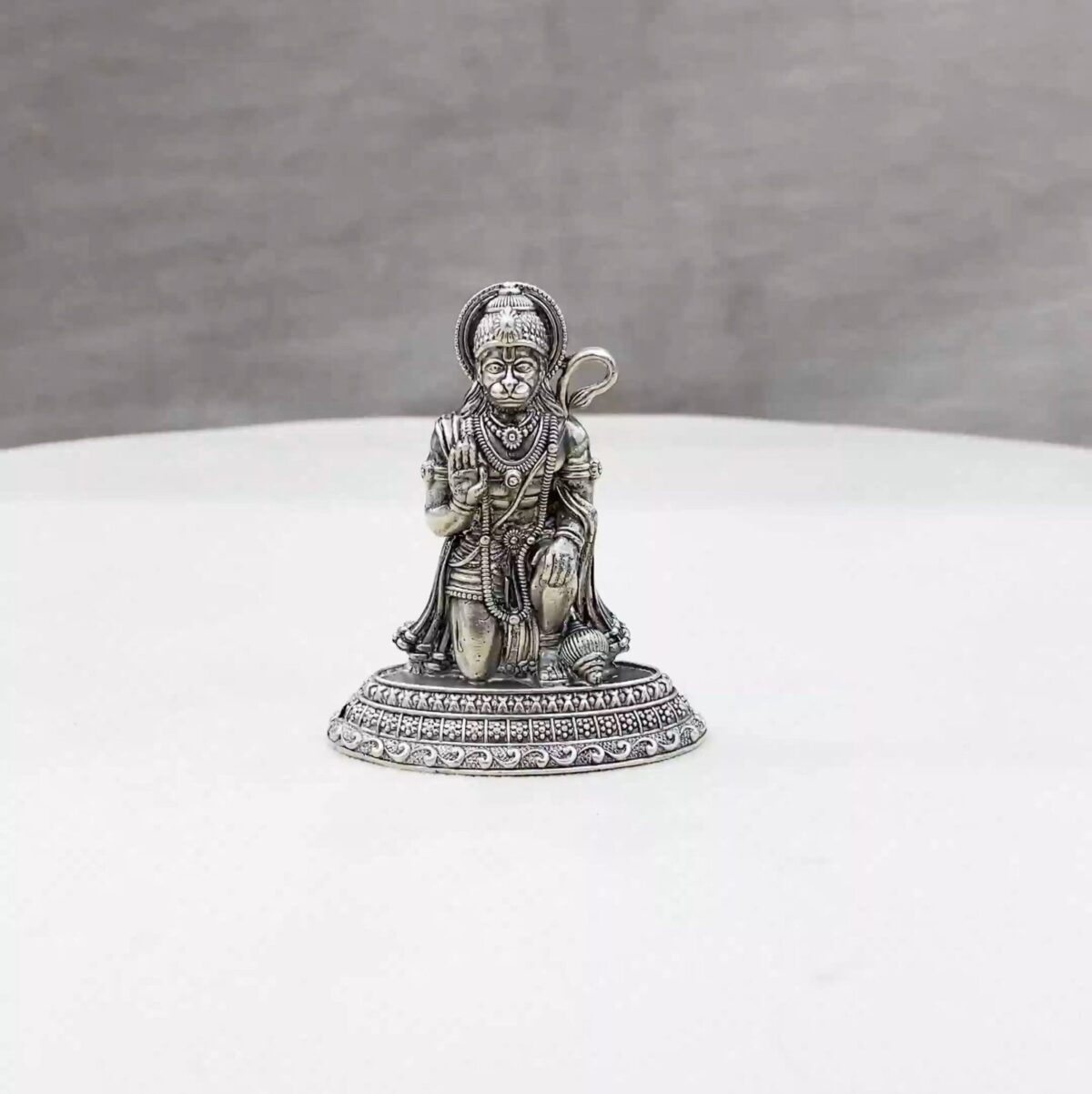 Sitting Hanuman Pure Silver Idol - Image 1