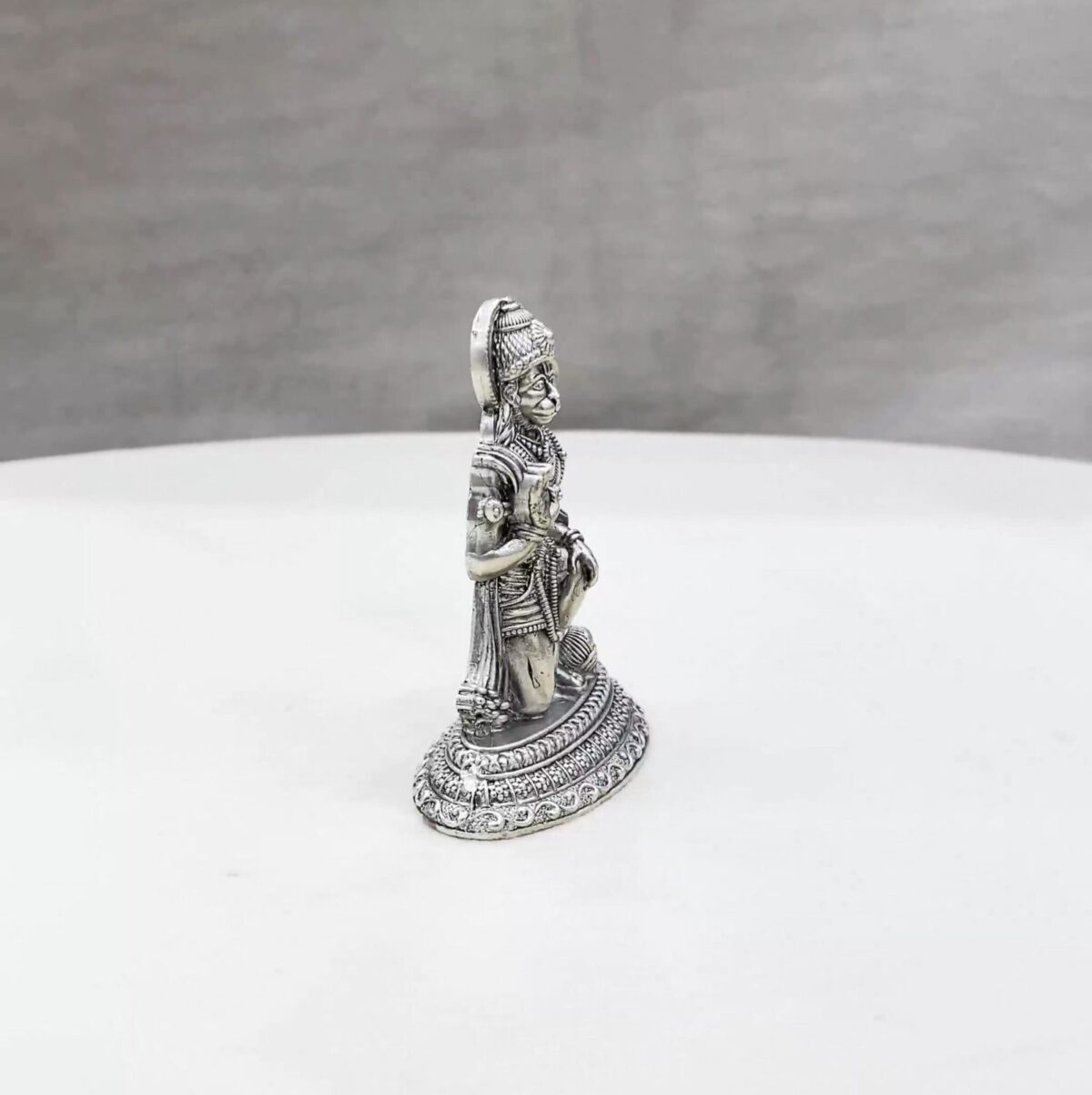 Sitting Hanuman Pure Silver Idol - Image 2