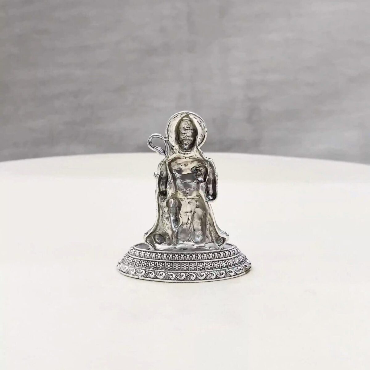 Sitting Hanuman Pure Silver Idol - Image 3