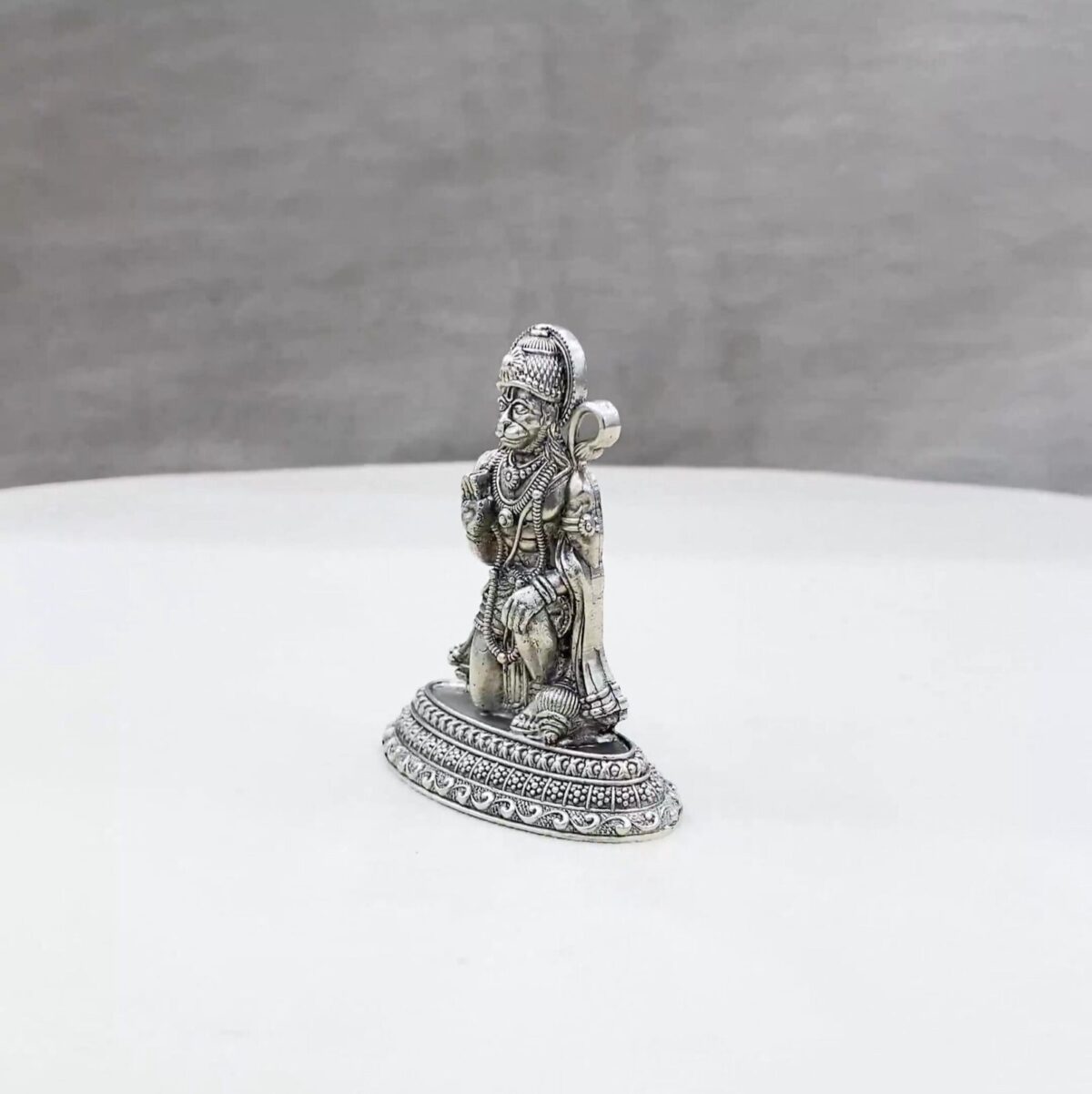 Sitting Hanuman Pure Silver Idol - Image 4