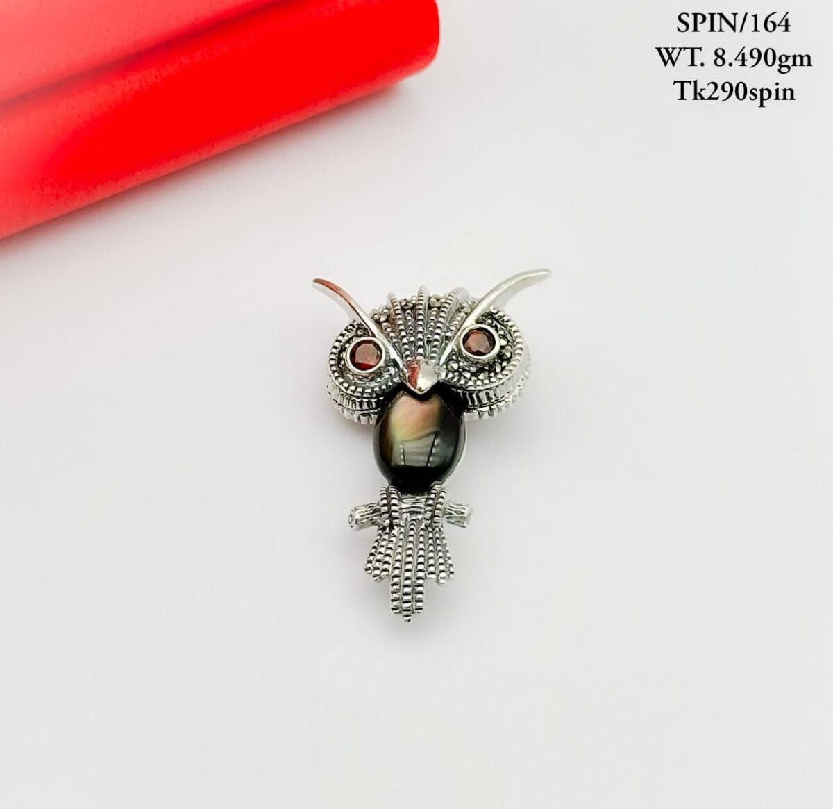 Elegant Owl Brooch in Pure Silver 925 BIS Hallmarked