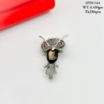 Elegant Owl Brooch in Pure Silver 925 BIS Hallmarked