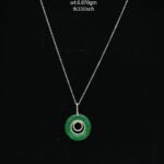 Chain with Vibrant Green&White Pendent in Sterling Silver
