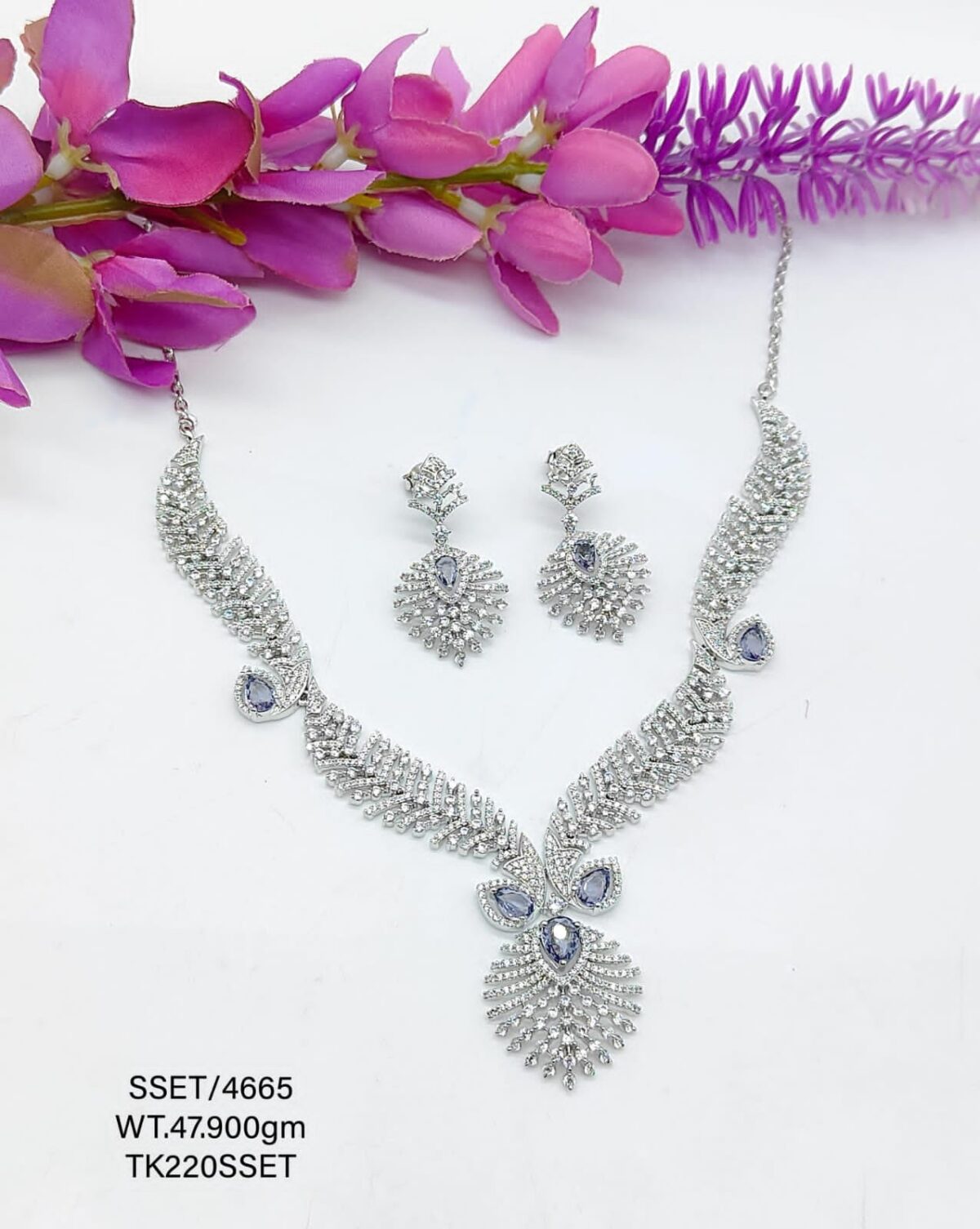 Stunning  Blue Sapphire Necklace set in Sterling Silver 925 - Image 1