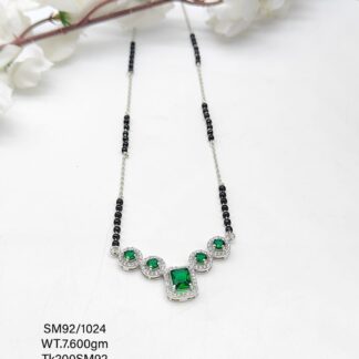 Pretty Mangalsutra in Green Stone In Pure Silver