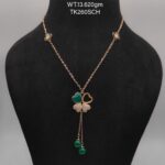 Elegant Long Chain With Floral Pendent in Sterling Silver
