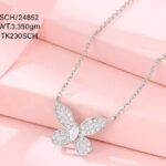 Chain with Shimmering Butterfly Pendant in Sterling Silver 925
