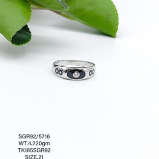 Black Stone Gents Ring in Sterling Silver Pure 925 BIS Hallmarked