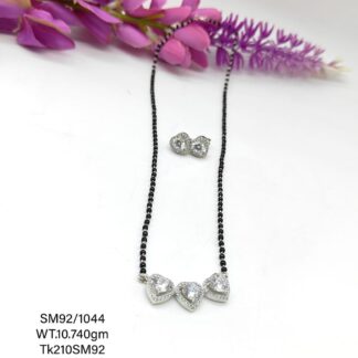 Solitaire Heart Mangalsutra With Dashing Earring In Pure Silver