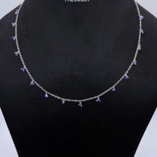 Vibrant Purple Star Beads Necklace in Sterling Silver 925
