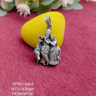 Radha Krishna Locket in Pure Silver 925 BIS Hallmarked