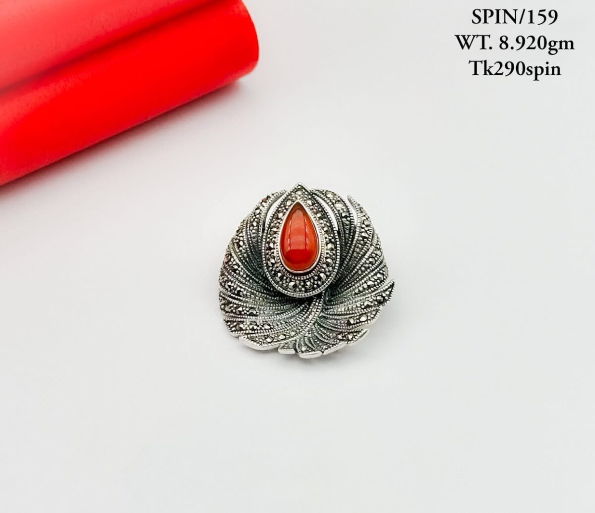 Elegant Red Brooch in Pure Silver 925 BIS Hallmarked - Image 1