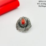 Elegant Red Brooch in Pure Silver 925 BIS Hallmarked