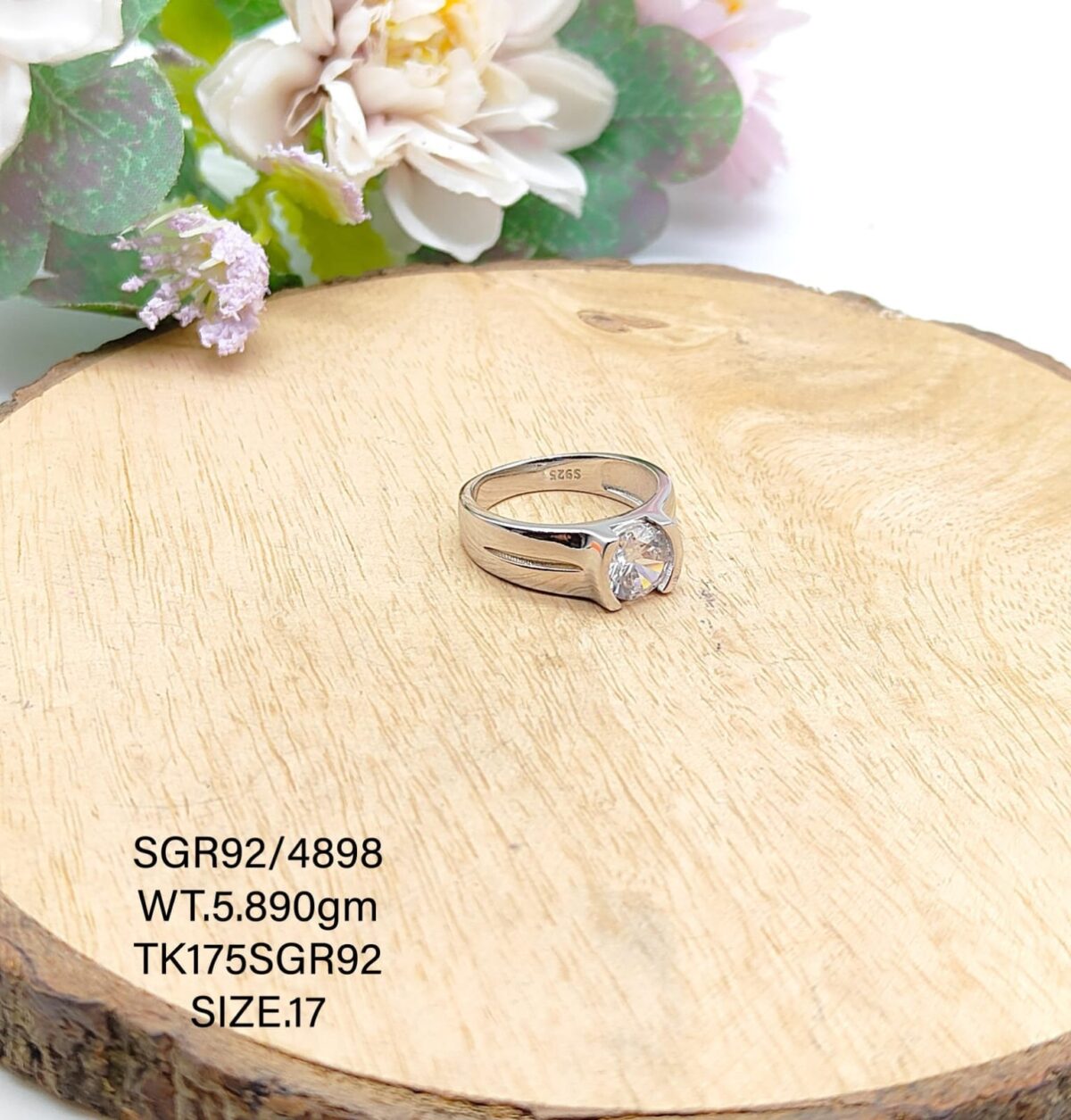Solitaire Gents Ring in Sterling Silver Pure 925 BIS Hallmarked - Image 1