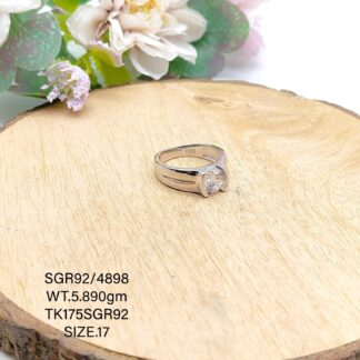 Solitaire Gents Ring in Sterling Silver Pure 925 BIS Hallmarked
