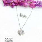 Elegant Heart Pendent Necklace Set in Sterling Silver925